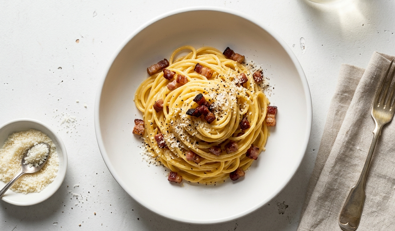 Low-FODMAP spaghetti alla carbonara
