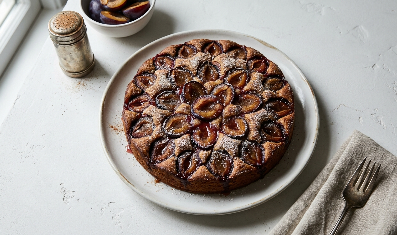 Low-FODMAP plum torte